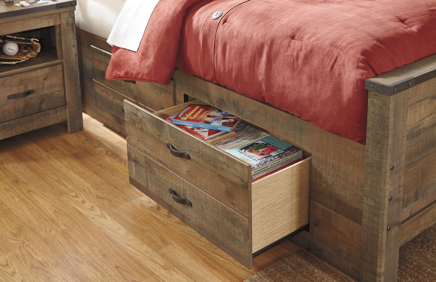 Trinell Bookcase Bed With 2 Storage Drawers
