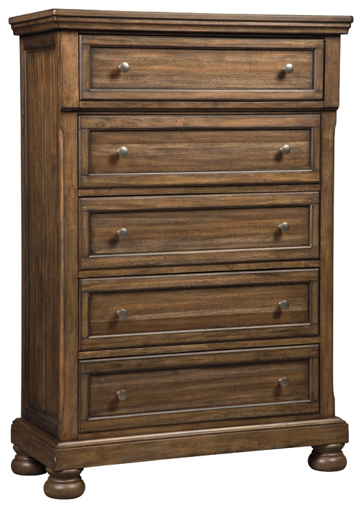 Flynnter Panel Bed With Mirrored Dresser, Chest And 2 Nightstands