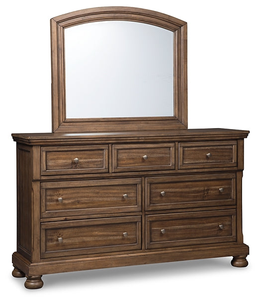 Flynnter Panel Bed With Mirrored Dresser, Chest And 2 Nightstands