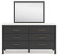 Cadmori Full Upholstered Panel Bed with Mirrored Dresser