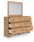 Aleaport King Panel Bed with Mirrored Dresser