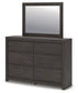 Fraluna King Panel Storage Bed with Mirrored Dresser and Chest