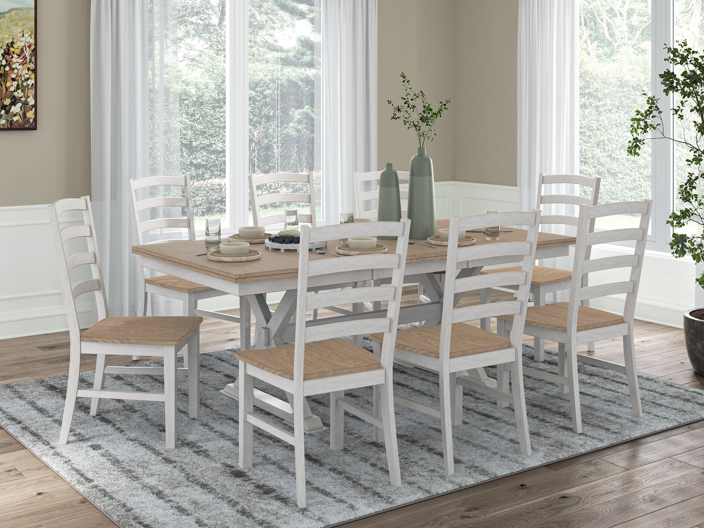Purlaney Dining Table and 8 Chairs