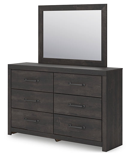 Hollivern King Panel Bed with Mirrored Dresser