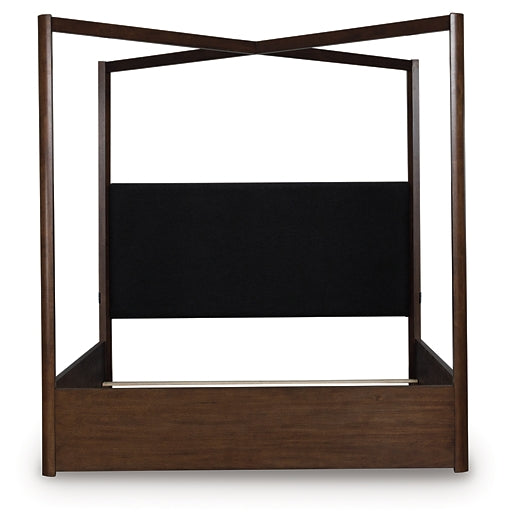 Dilenno King Canopy Bed with Mirrored Dresser and Chest