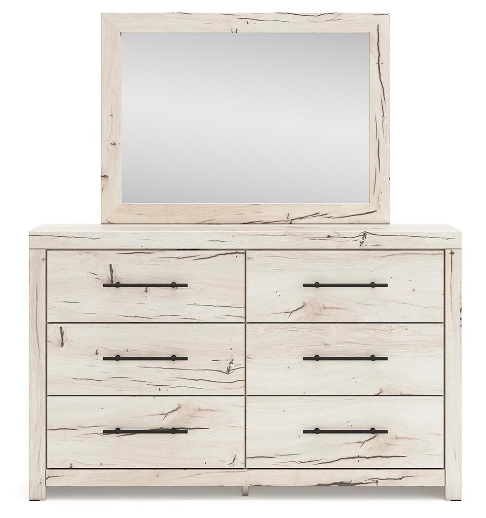 Lawroy Twin Panel Bed with Storage, Dresser and Mirror