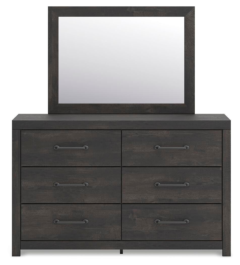 Delmorta Queen Panel Bed, Dresser and Mirror