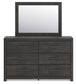 Delmorta Queen Panel Bed, Dresser and Mirror