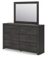 Delmorta Queen Panel Bed, Dresser and Mirror