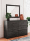 Delmorta Twin Panel Bed with Storage, Dresser, Mirror and Nightstand