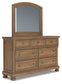 Vandenmore King Storage Sleigh Bed with Mirrored Dresser