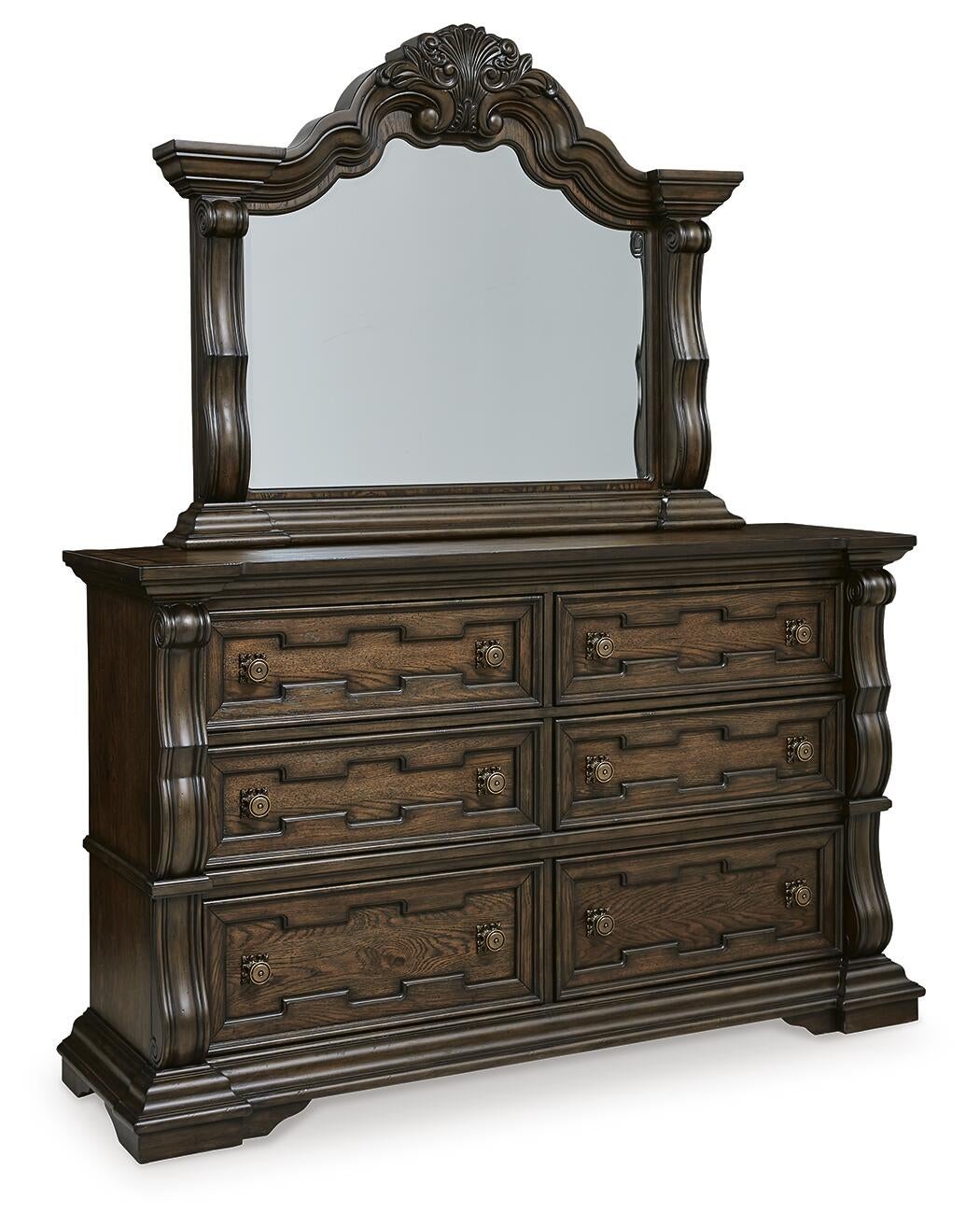Maylee King Canopy Bed, Dresser, Mirror and Nightstand