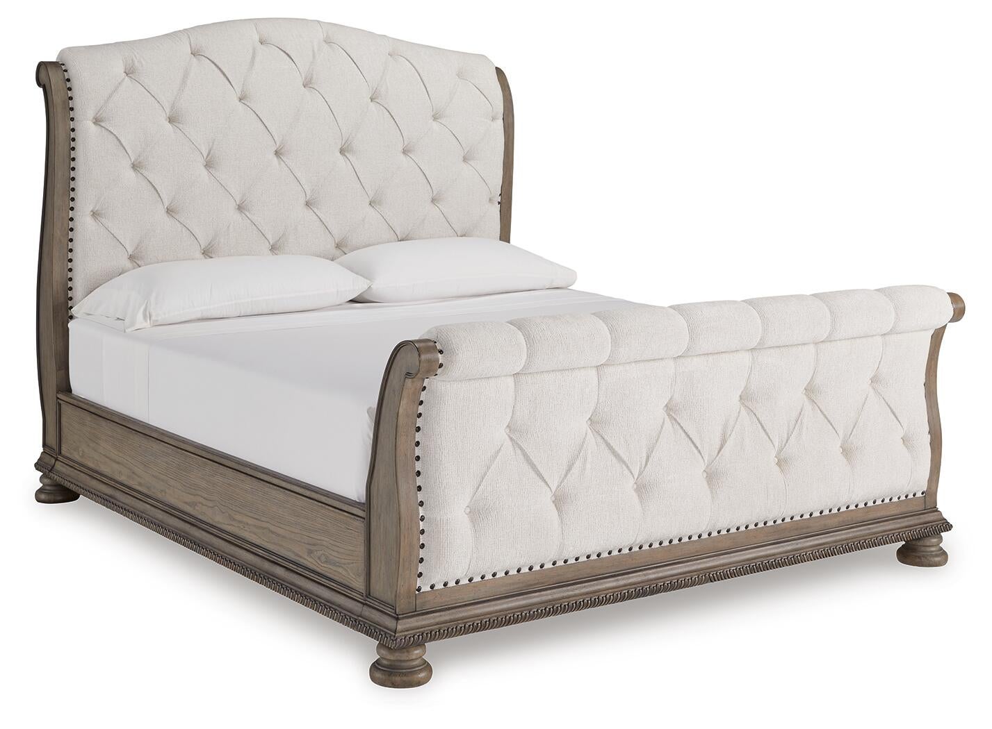 Ardenfield King Upholstered Sleigh Bed, Dresser and Mirror