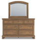 Vandenmore Queen Storage Sleigh Bed with Mirrored Dresser