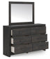 Delmorta Queen Panel Bed, Dresser, Mirror and Nightstand