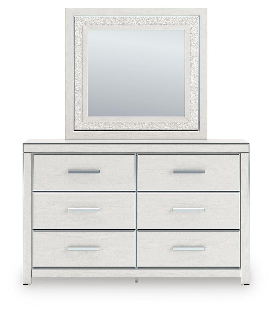 Birmonton King Upholstered Bed, Dresser, Mirror, Chest and Nightstand