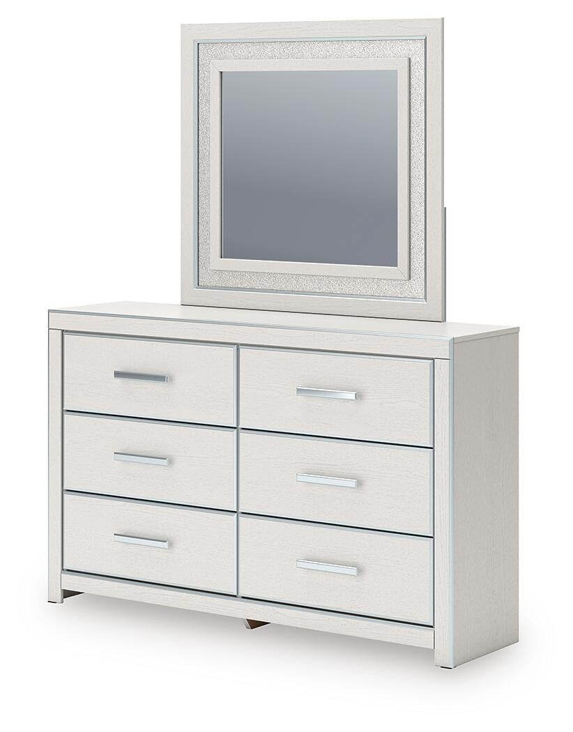 Birmonton King Upholstered Bed, Dresser and Mirror
