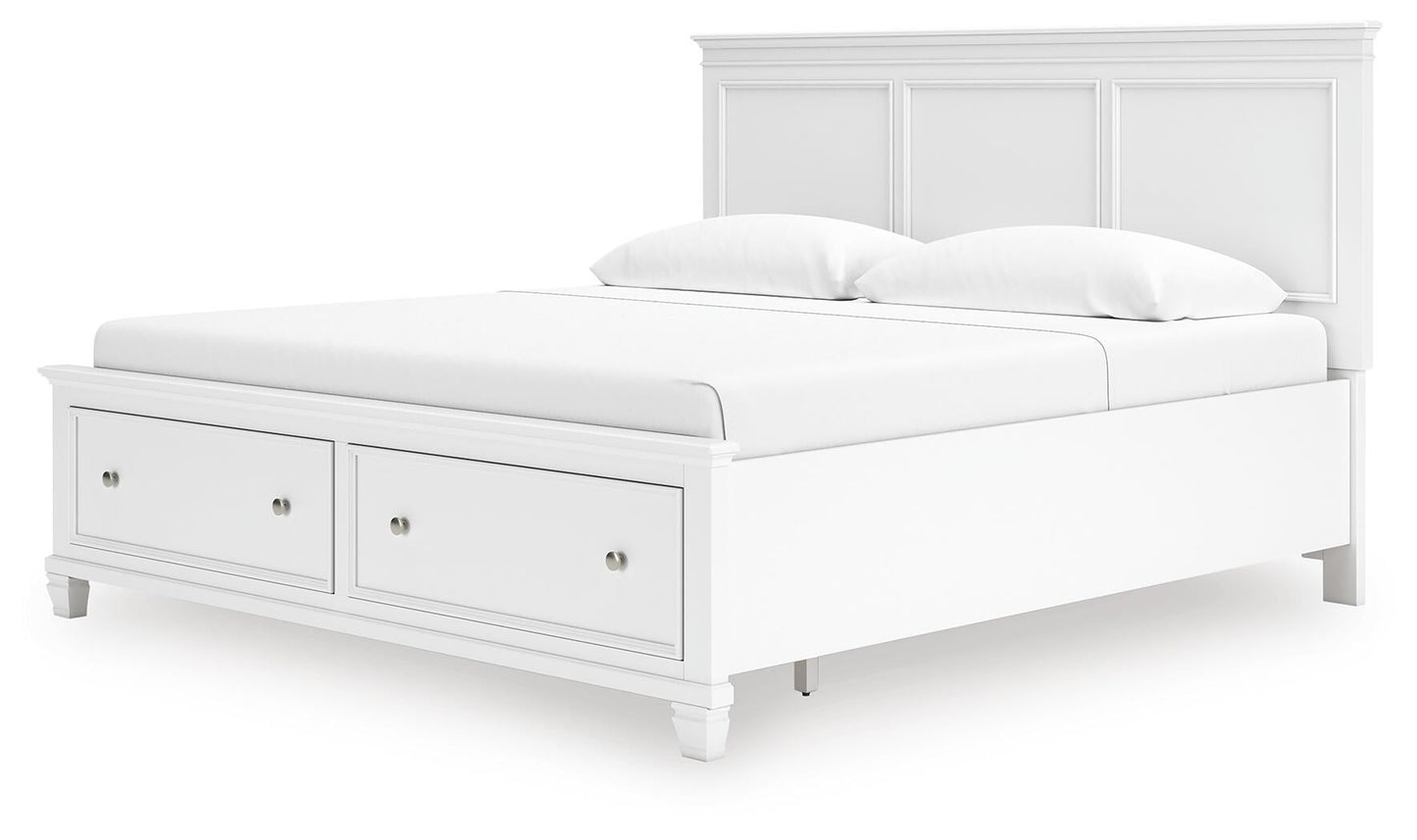 Fortman King Panel Storage Bed with Mirrored Dresser