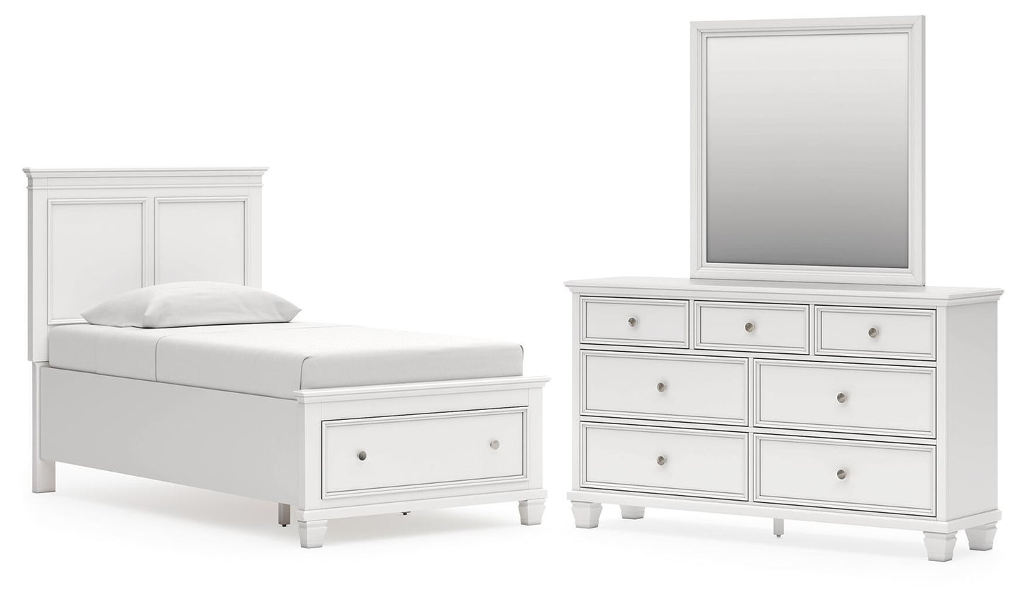Fortman Twin Panel Storage Bed, Dresser and Mirror