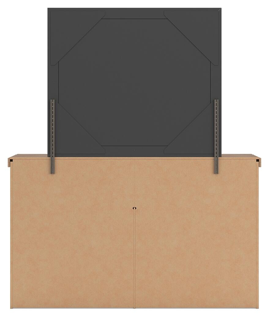 Savonport King Panel Bed with Storage, Dresser and Mirror