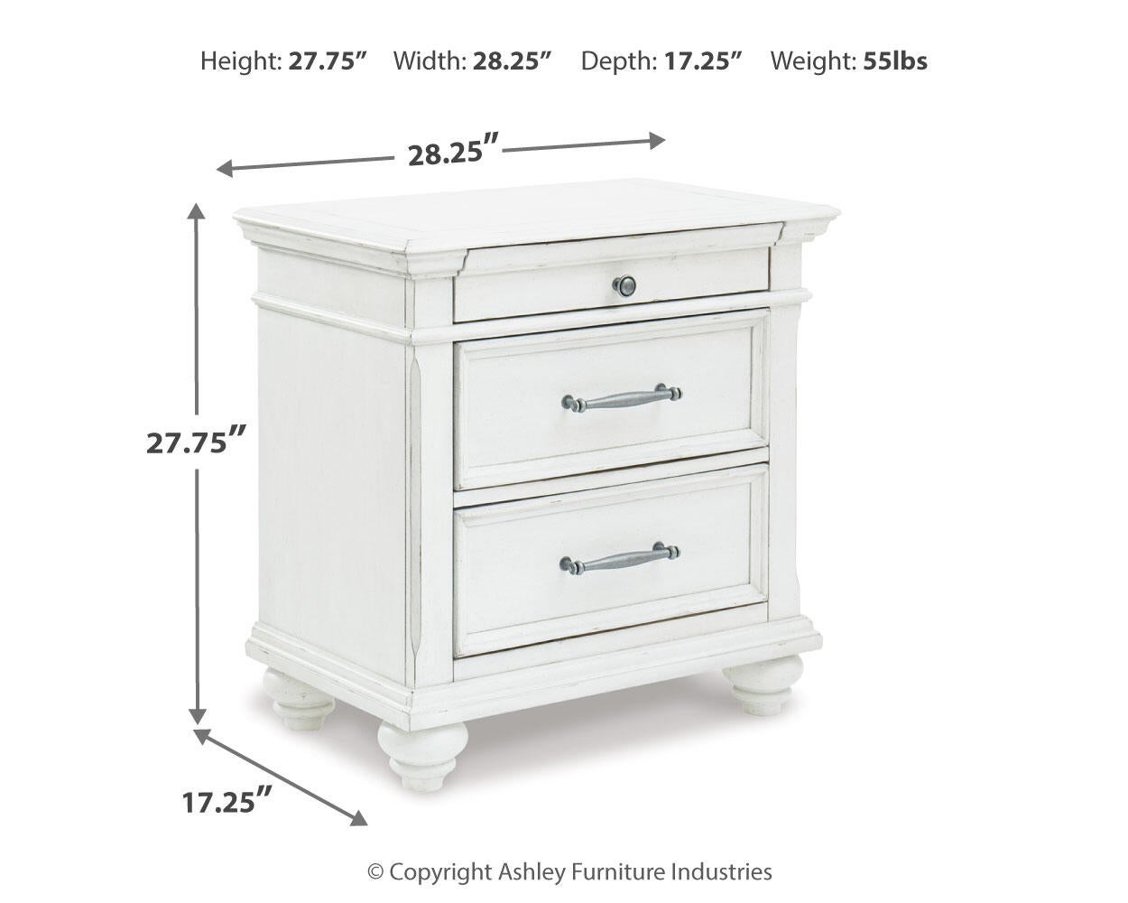 Kanwyn Three Drawer Night Stand