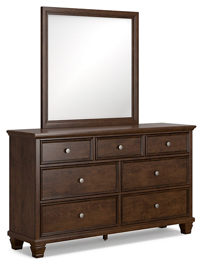 Danabrin Queen Panel Bed with Mirrored Dresser and Nightstand